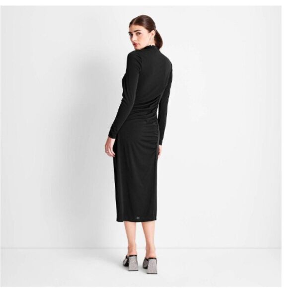 Future Collective Long Sleeve Ruched Slit Midi Dress size 4X - Picture 3 of 8